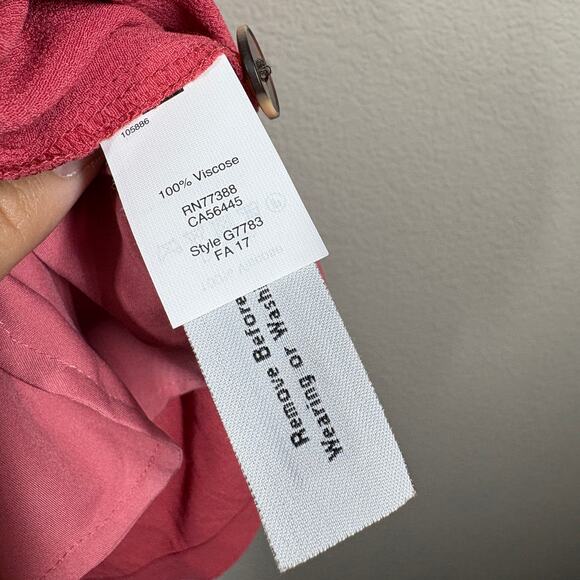 Madewell Size Medium Journal Side Button Dress Red Coral Crew Neck Short Sleeves - Picture 8 of 8